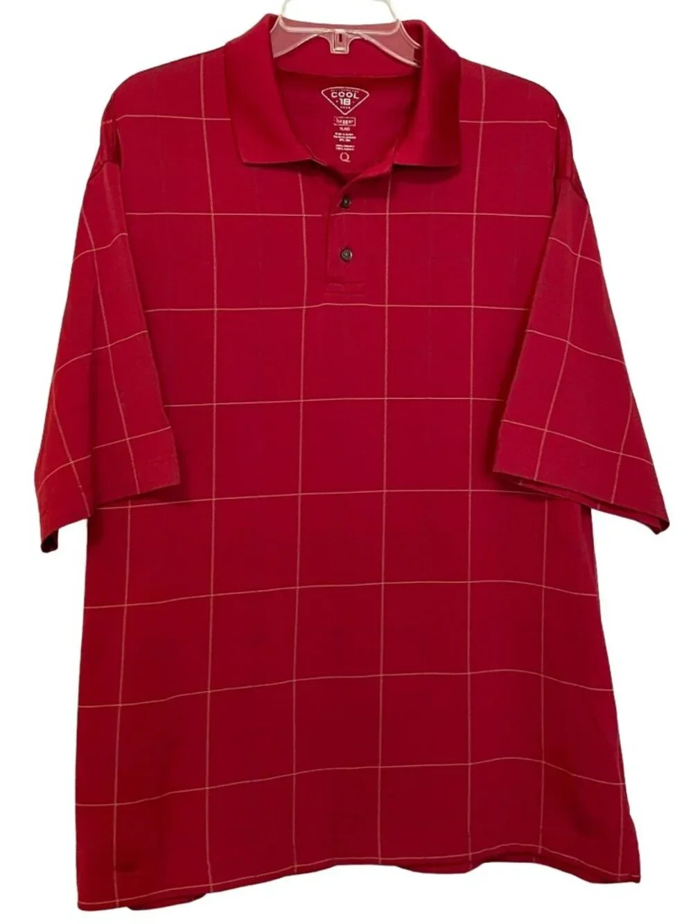 Haggar Golf COOL 18 Performance Deep Red 3 Button‎ Short Sleeve Polo XL